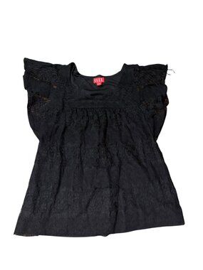 Elle XS Black Lace Semi Sheer Black Top